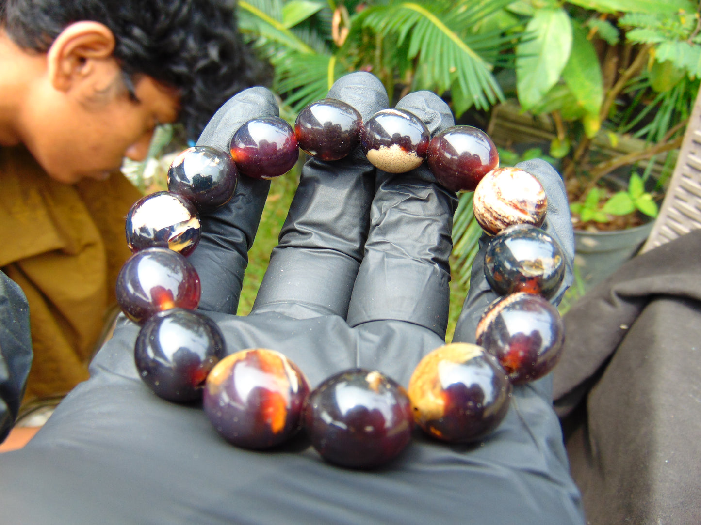 24 gram 14 Beads Mala Bracelet Indonesian amber 13x16 mm for Healing A14G97