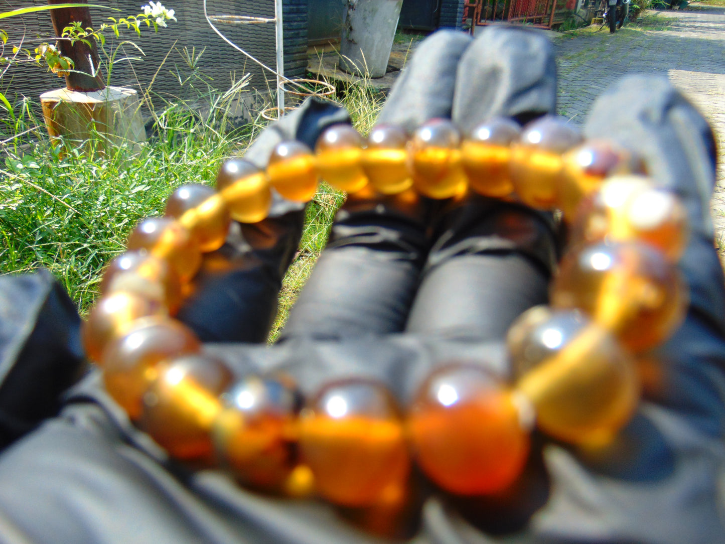 13  Gram Small Beads Bracelet Indonesian Yellow Blue Amber for Healing A20G303