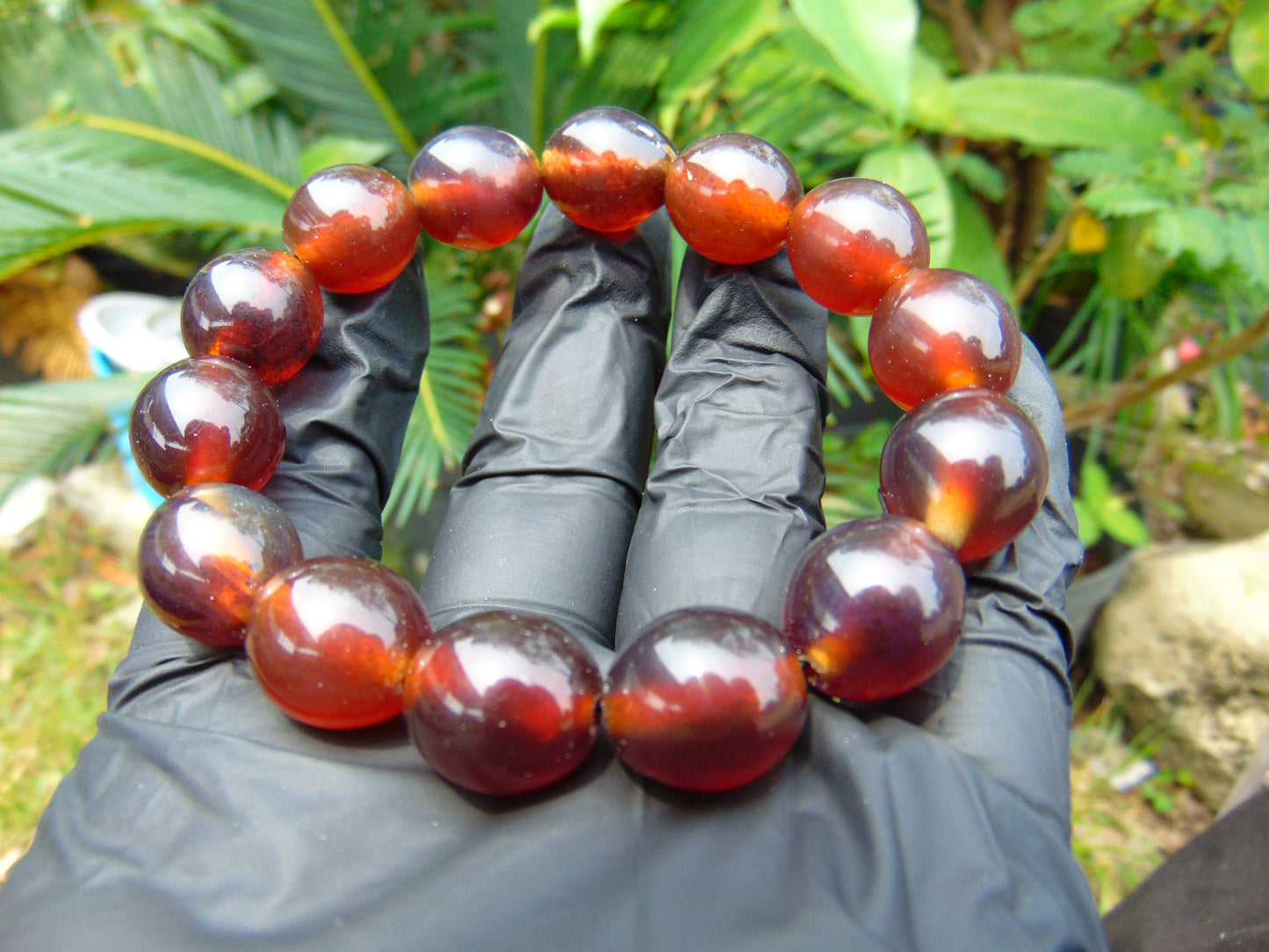 23 gram 14 Beads Mala Bracelet Indonesian amber 13x16 mm for Healing A14G104