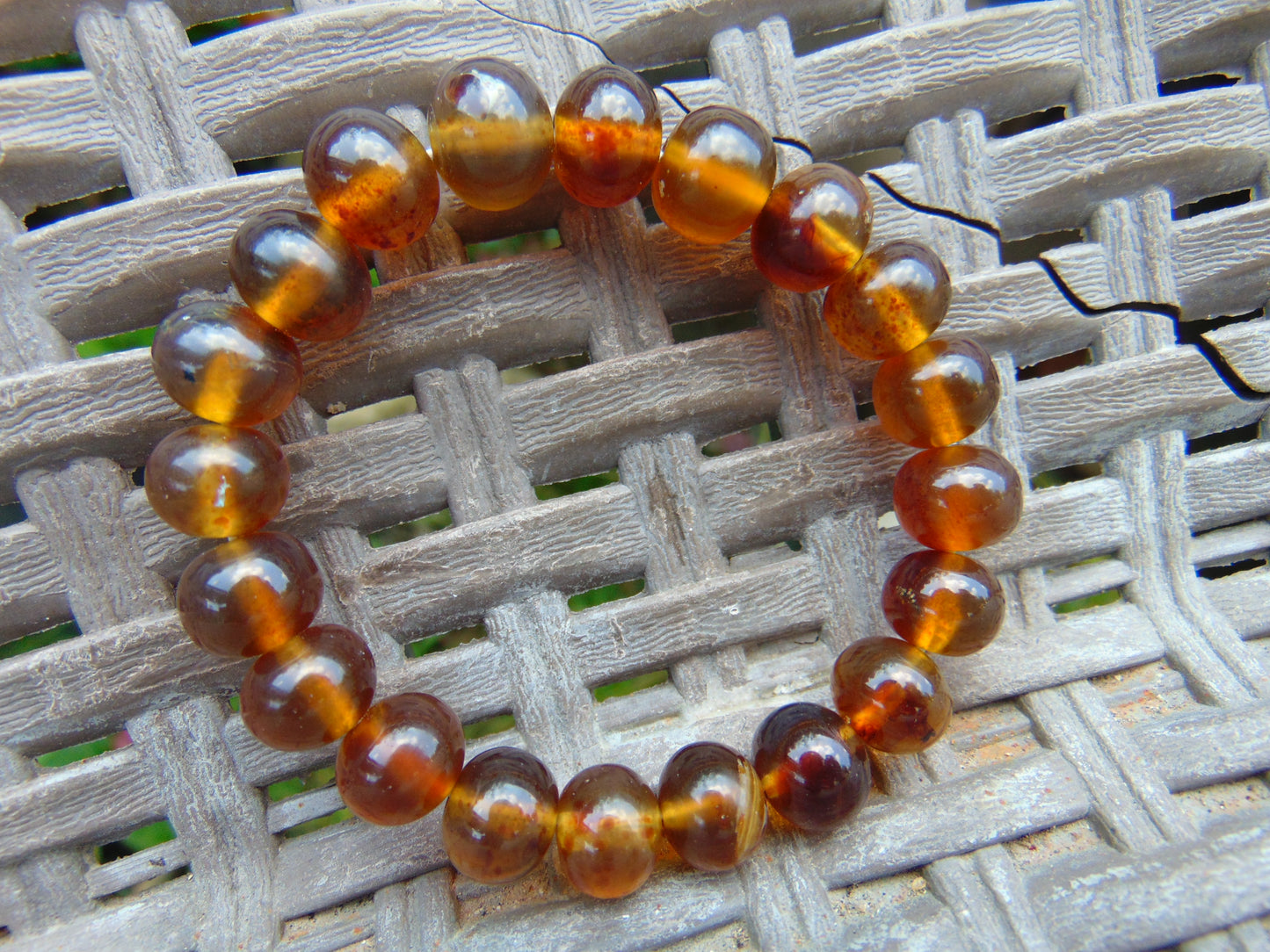 12 Gram Small Beads Bracelet Indonesian Yellow Blue Amber for Healing A20G304