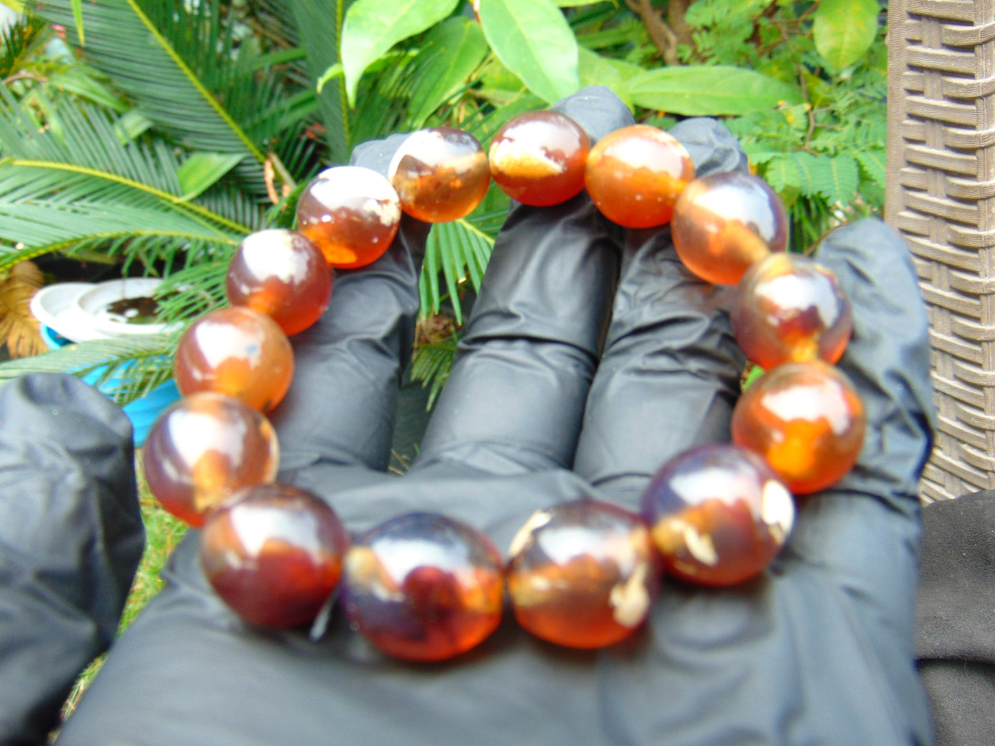 22 gram 14 Beads Mala Bracelet Indonesian amber 13x16 mm for Healing A14G109
