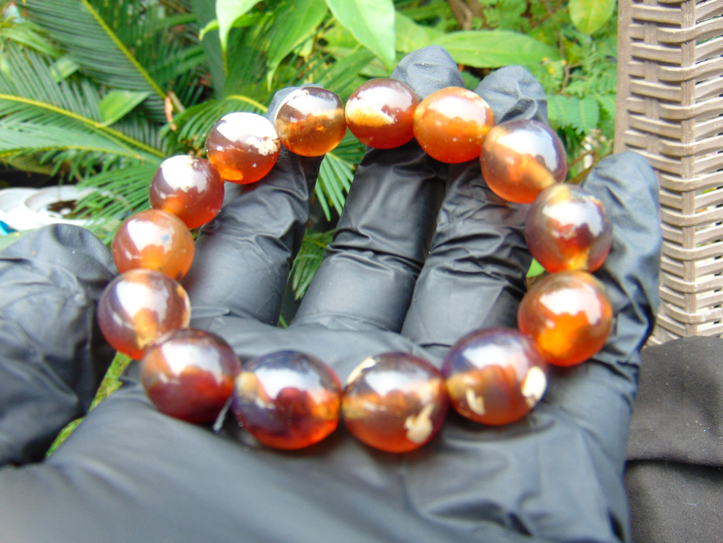 22 gram 14 Beads Mala Bracelet Indonesian amber 13x16 mm for Healing A14G109