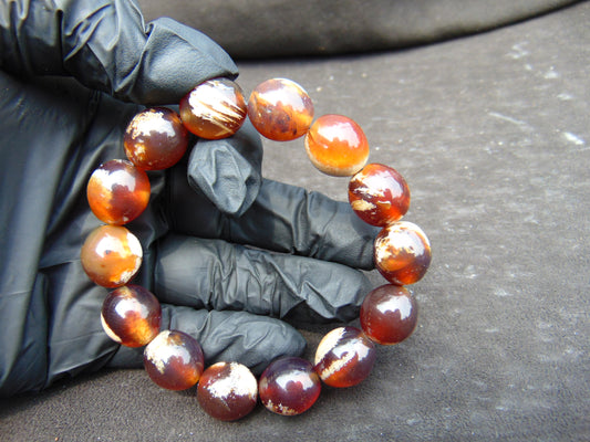 22 gram 14 Beads Mala Bracelet Indonesian amber 13x16 mm for Healing A14G94