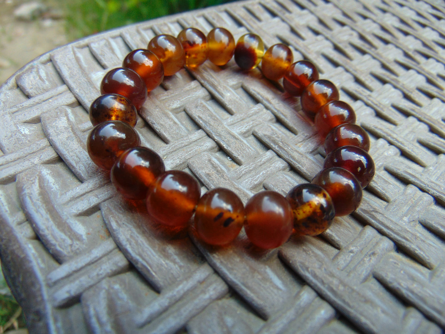12  Gram Small Beads Bracelet Indonesian  Red Yellow Amber for Healing A20G309