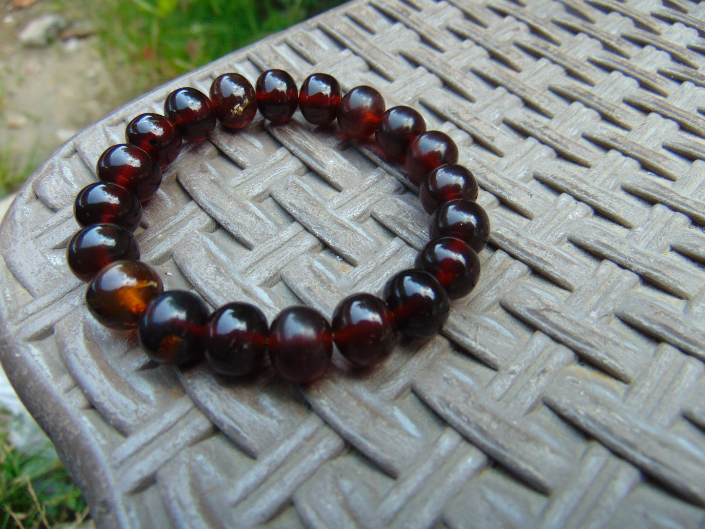 11  Gram Small Beads Bracelet Indonesian  Red Yellow Blue Amber for Healing A20G296