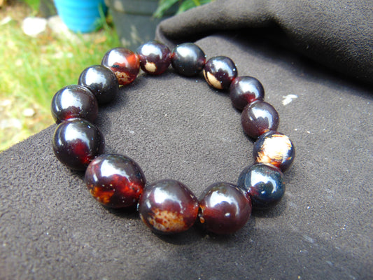 22 gram 14 Beads Mala Bracelet Indonesian amber 13x16 mm for Healing A14G99