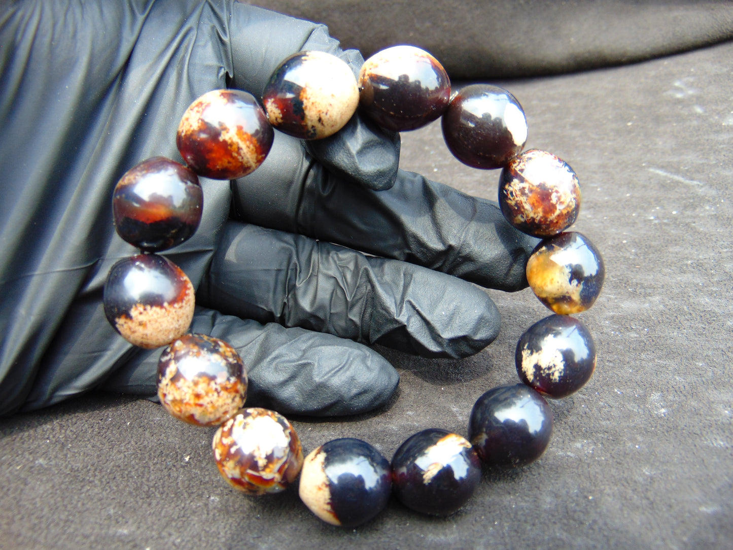 22 gram 14 Beads Mala Bracelet Indonesian amber 13x16 mm for Healing A14G85
