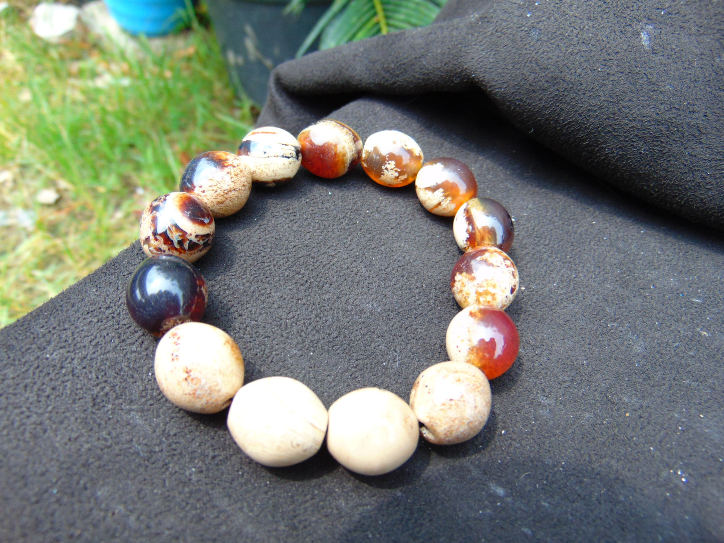 22 gram 14 Beads Mala Bracelet Indonesian amber 13x16 mm for Healing A14G114