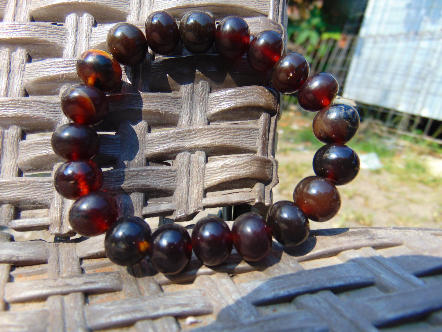 13 Gram Small Beads Bracelet Indonesian Cherry  Red Amber for Healing A20G316