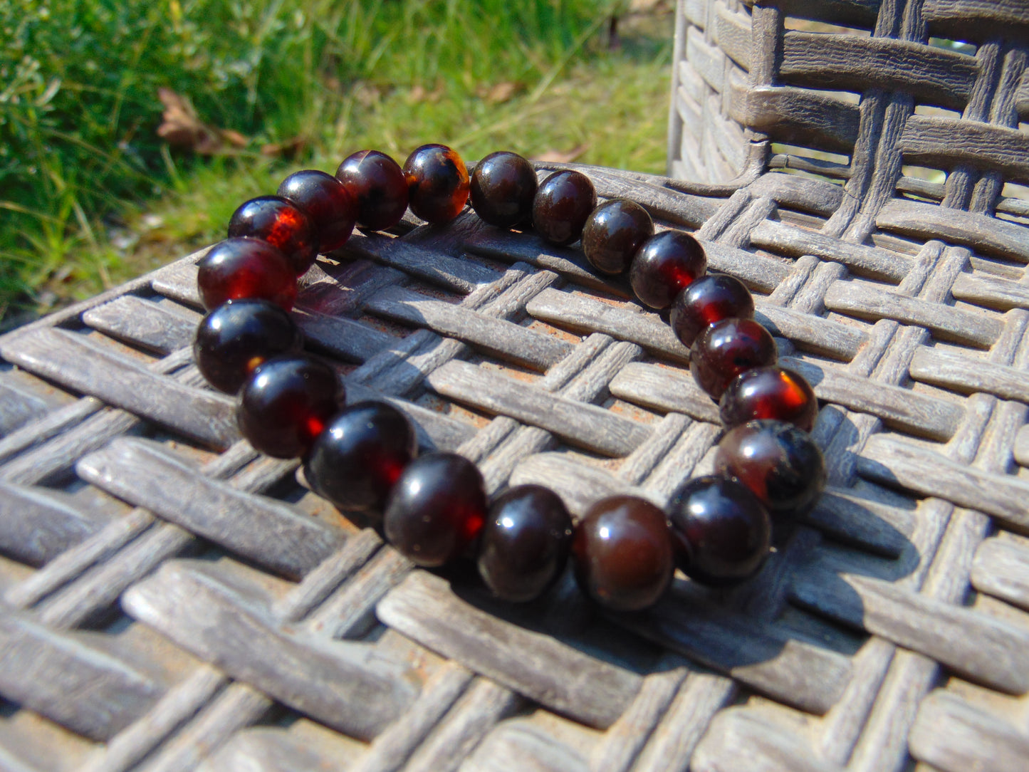 13 Gram Small Beads Bracelet Indonesian Cherry  Red Amber for Healing A20G316