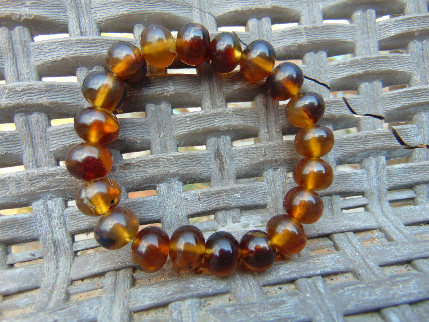 12 Gram Small Beads Bracelet Indonesian Yellow Blue Amber for Healing A20G313