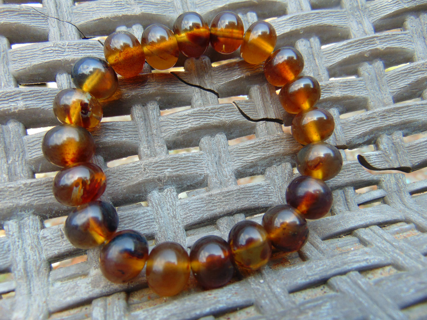 12 Gram Small Beads Bracelet Indonesian Yellow Blue Amber for Healing A20G313