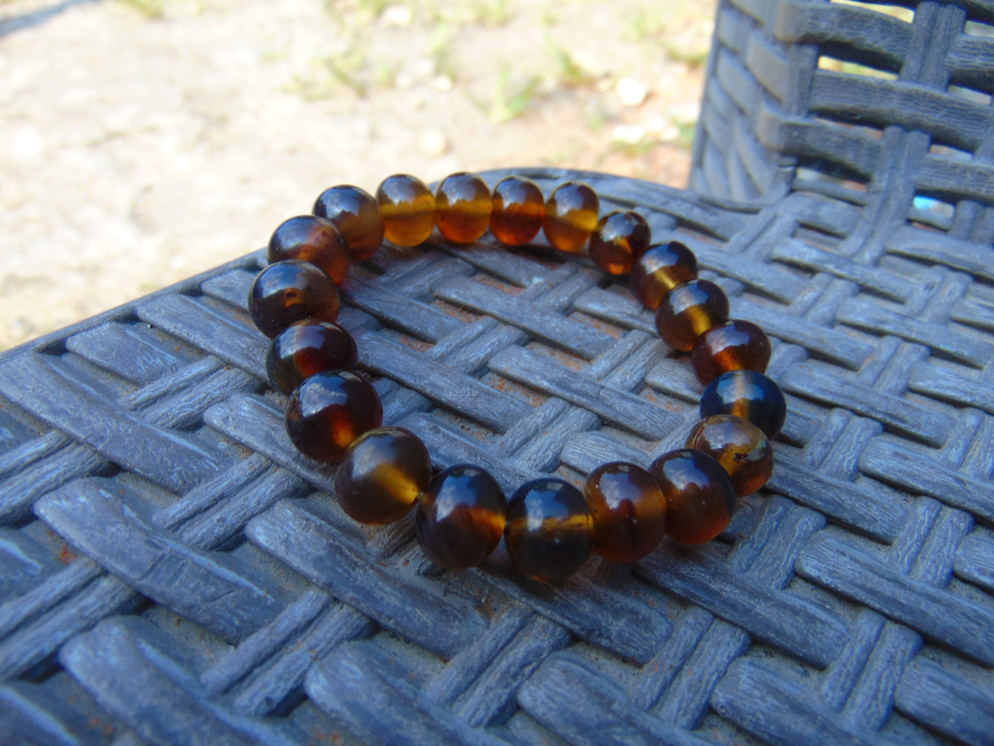 12 Gram Small Beads Bracelet Indonesian Yellow Blue Amber for Healing A20G313