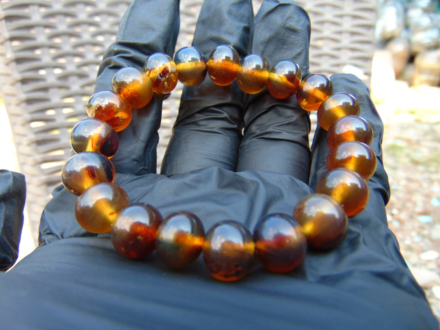 12 Gram Small Beads Bracelet Indonesian Yellow Blue Amber for Healing A20G313