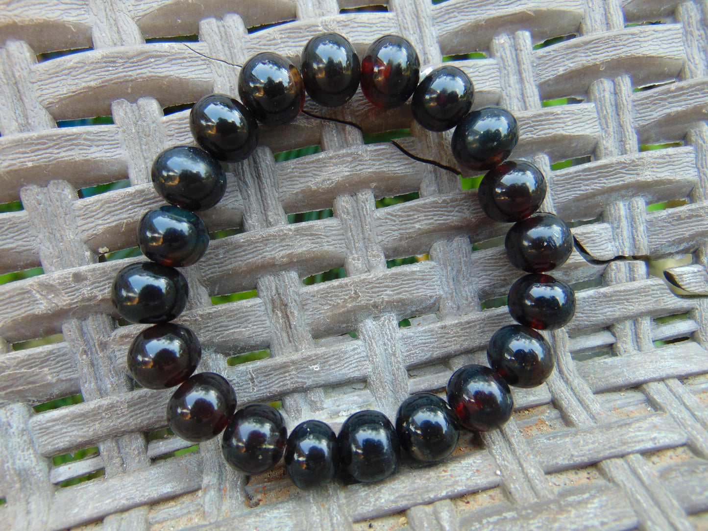 13 Gram Small Beads Bracelet Indonesian Black Amber for Healing A20G294