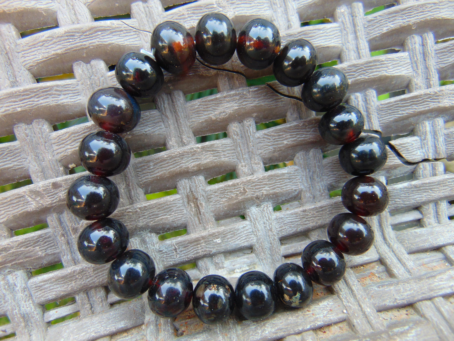 13 Gram Small Beads Bracelet Indonesian Black Amber for Healing A20G294