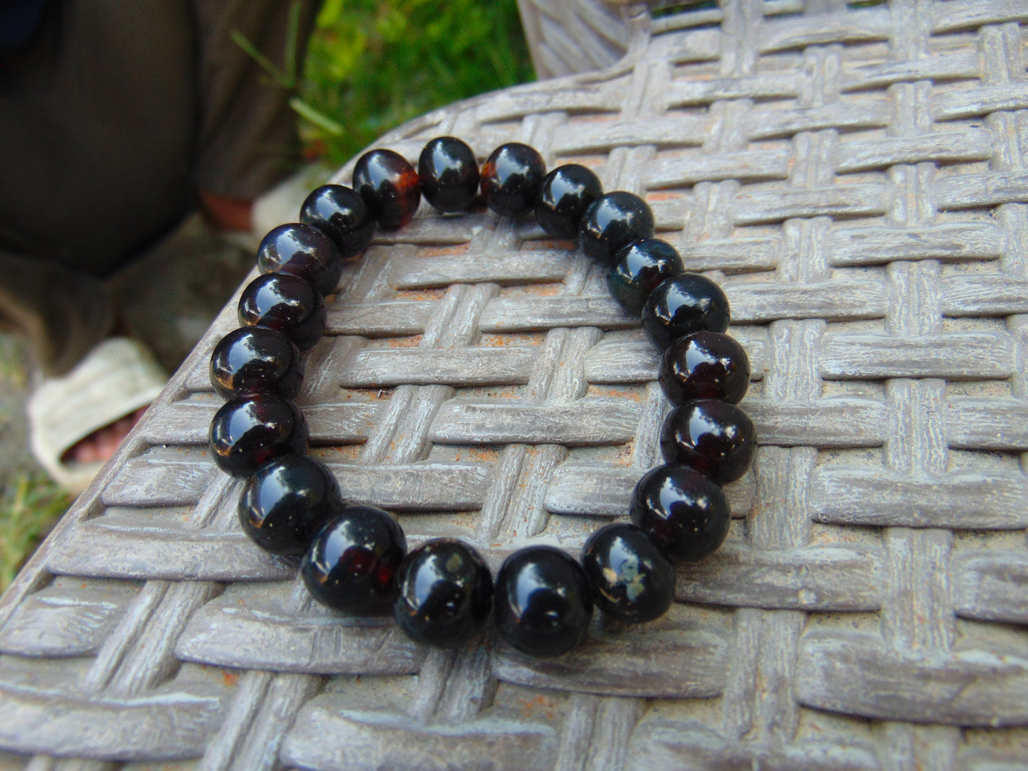 13 Gram Small Beads Bracelet Indonesian Black Amber for Healing A20G294