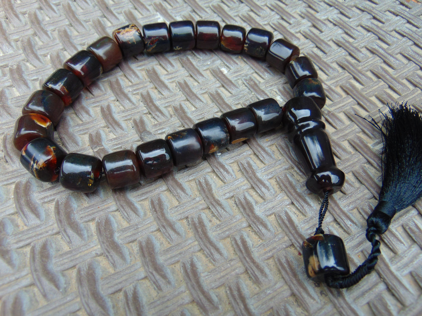 84 gr Komboloi  Rosary 22 Beads 15x15 mm Indonesian Dark Red Amber for Healing CO8