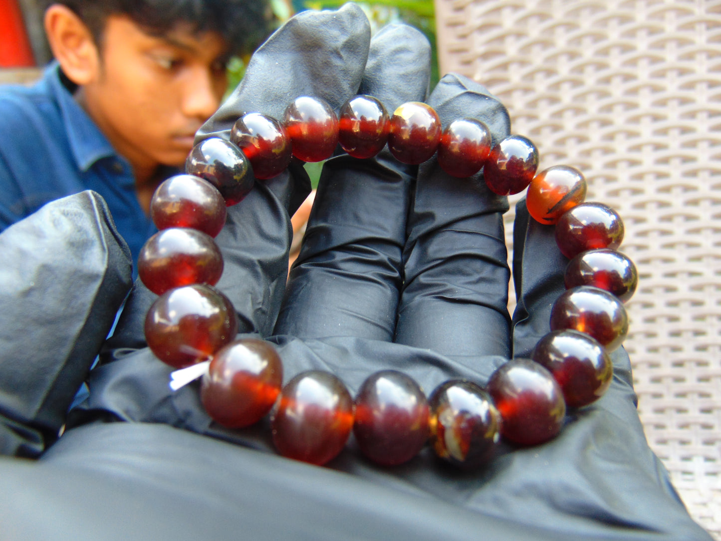 12 Gram Small Beads Bracelet Indonesian  Red Amber for Healing A20G308