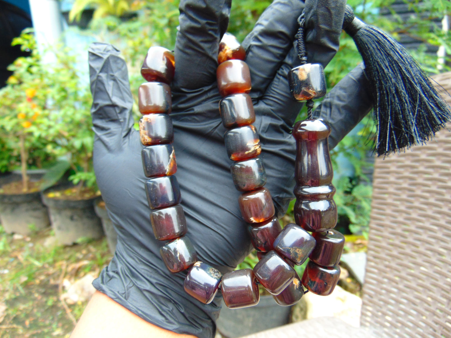 84 gr Komboloi  Rosary 22 Beads 15x15 mm Indonesian Dark Red Amber for Healing CO8