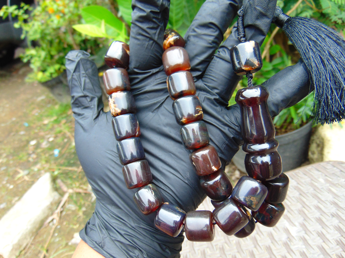 84 gr Komboloi  Rosary 22 Beads 15x15 mm Indonesian Dark Red Amber for Healing CO8