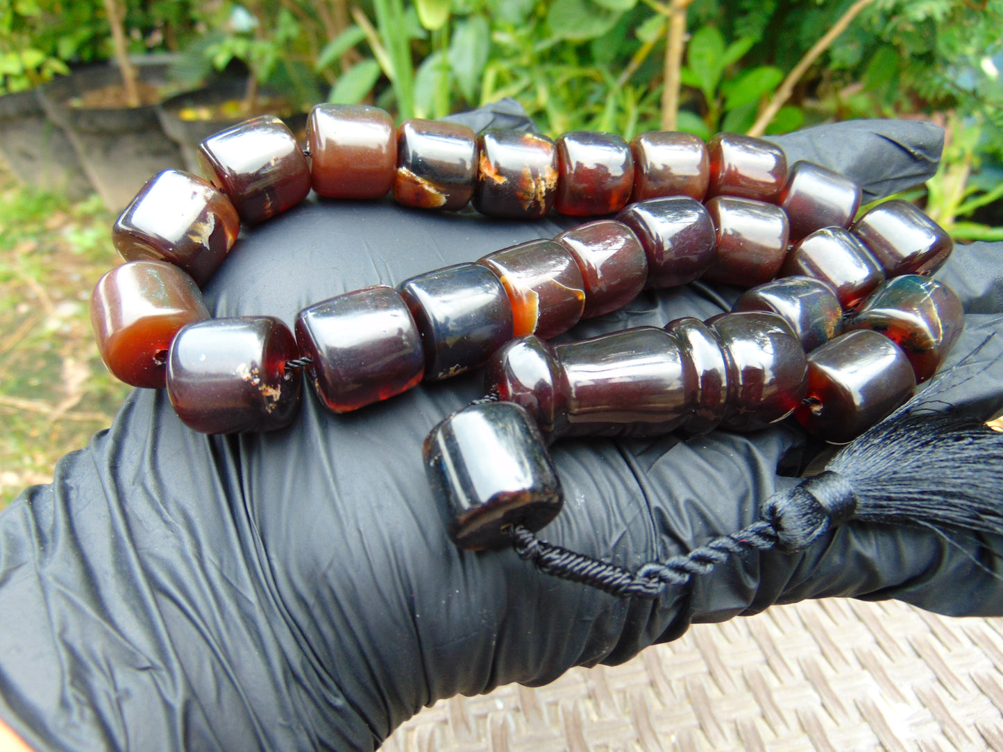84 gr Komboloi  Rosary 22 Beads 15x15 mm Indonesian Dark Red Amber for Healing CO8