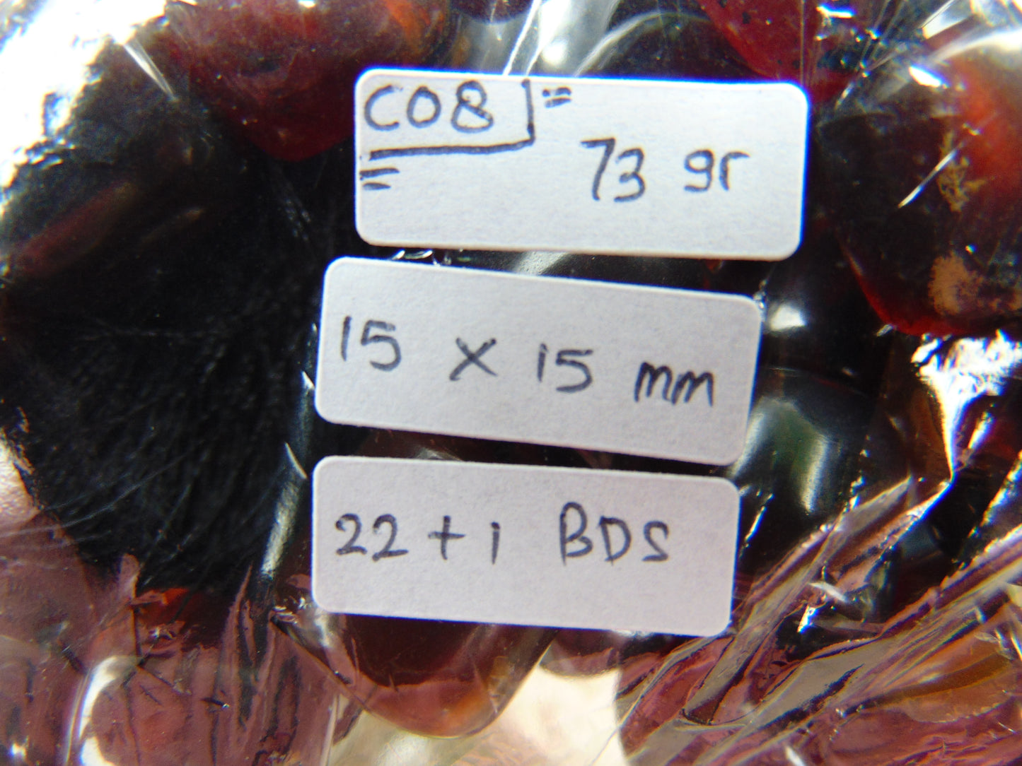 84 gr Komboloi  Rosary 22 Beads 15x15 mm Indonesian Dark Red Amber for Healing CO8
