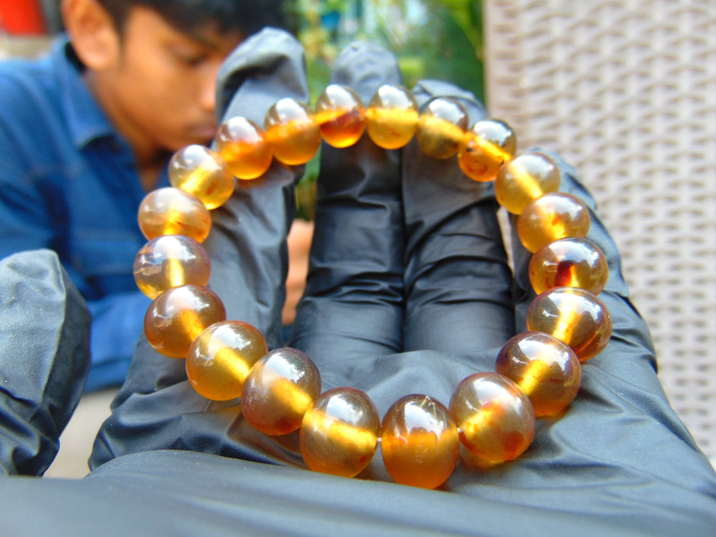 12 Gram Small Beads Bracelet Indonesian Yellow Green Blue Amber for Healing A20G301