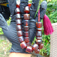 71 gr Komboloi Rosary 22 Beads 15x15 mm Indonesian Red Bluish Amber for Healing CO3