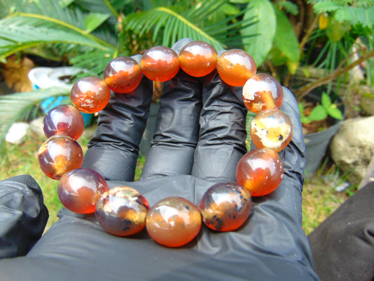 23 gram 14 Beads Mala Bracelet Indonesian amber 13x16 mm for Healing A14G95