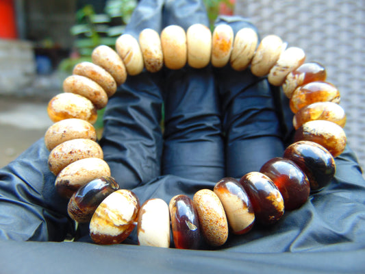 18 Gram Small Beads Bracelet Indonesian white Amber for Healing A28G364