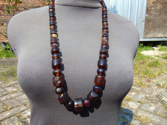 74 gr 46 Beads Combination Necklace Indonesian Sumatra Amber for Healing string 50 cm NC50
