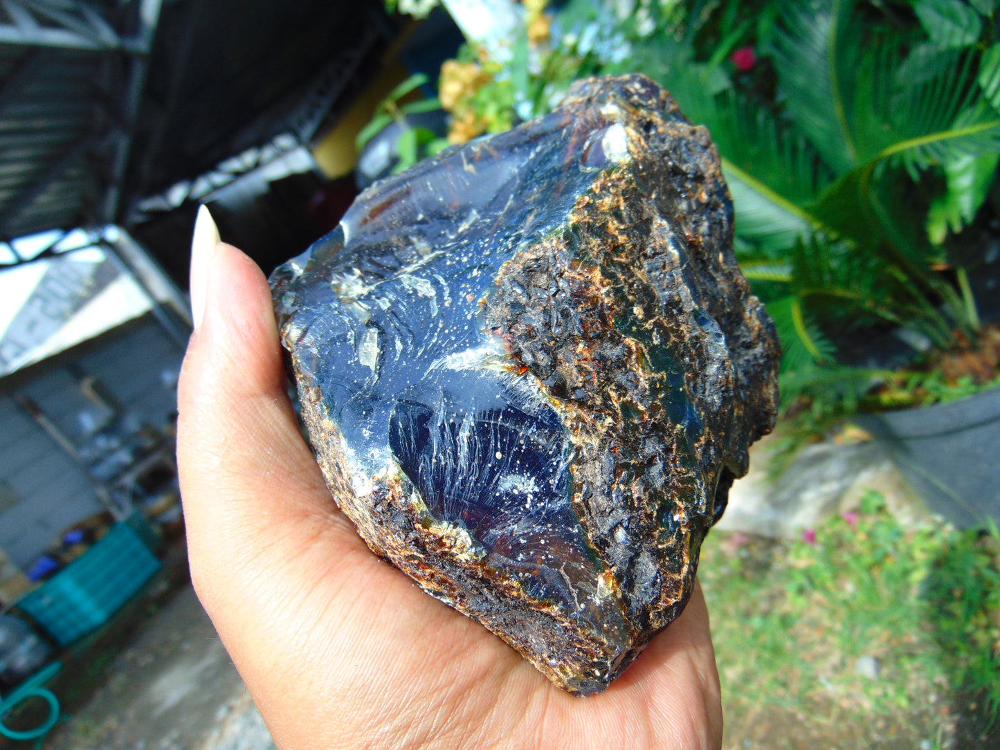 395 gram Rough Raw Indonesian Purple Blue Amber for Healing AGRB104