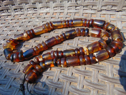 66 gr 73 Beads Combination Necklace Indonesian Sumatra Amber for Healing string 50 cm NC56