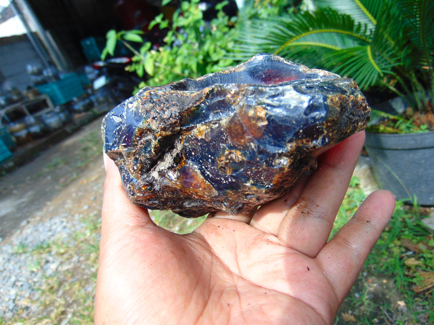 395 gram Rough Raw Indonesian Purple Blue Amber for Healing AGRB104