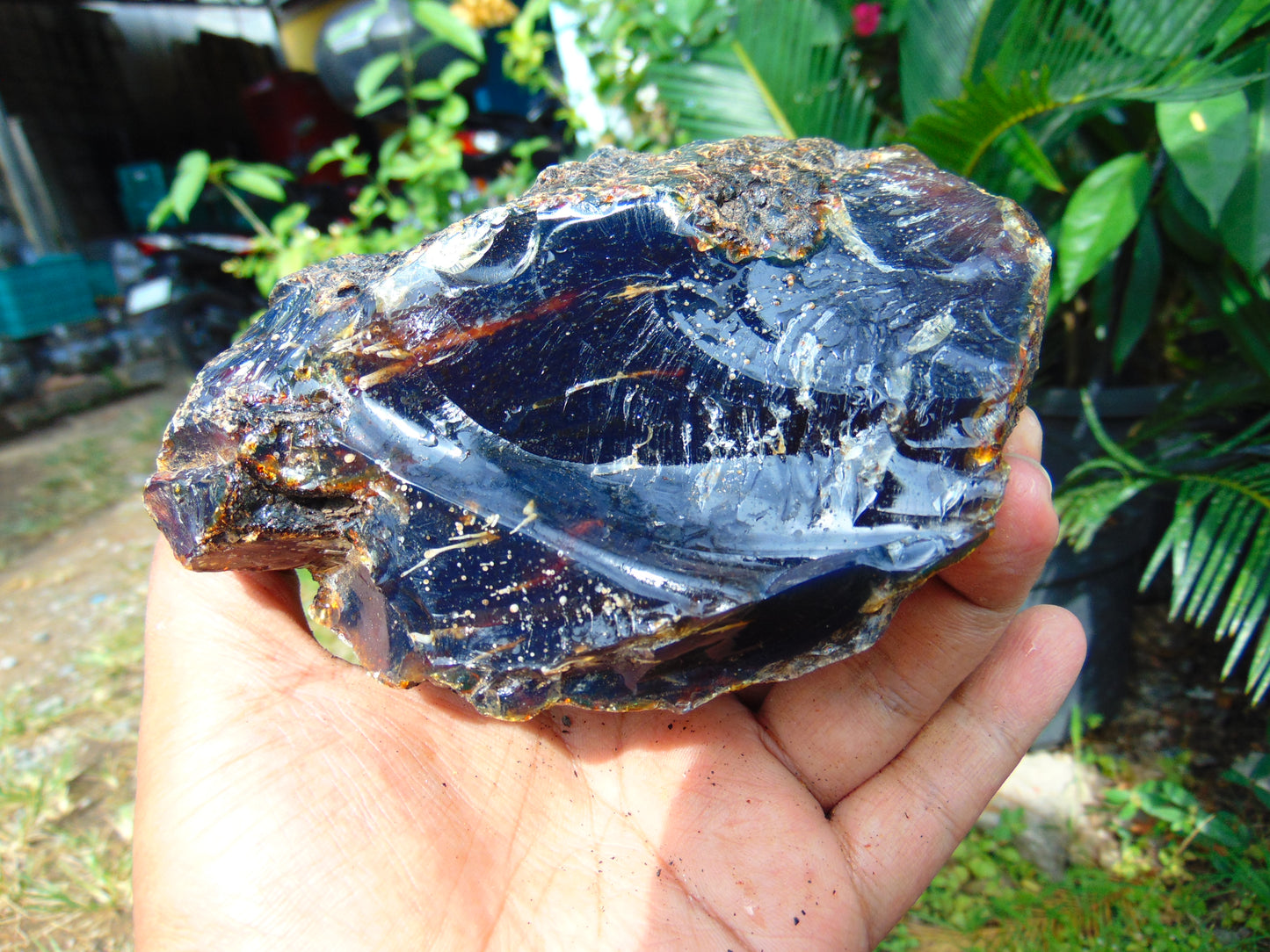 395 gram Rough Raw Indonesian Purple Blue Amber for Healing AGRB104