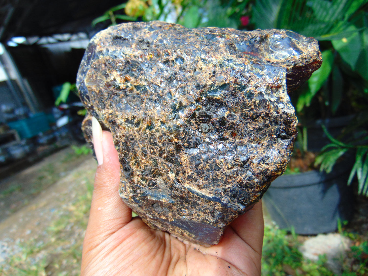395 gram Rough Raw Indonesian Purple Blue Amber for Healing AGRB104