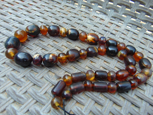 64 gr 45 Beads Combination Necklace Indonesian Sumatra Amber for Healing string 50 cm NC58