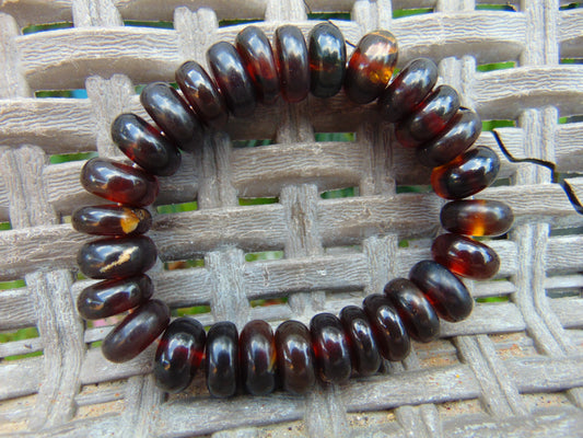 17 Gram Small Beads Bracelet Indonesian Cherry Red Amber for Healing A28G369