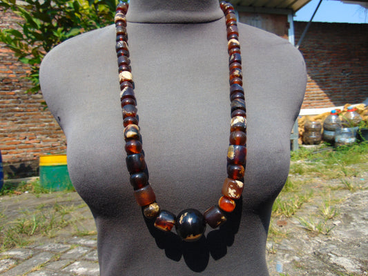 86 gr 49 Beads Combination Necklace Indonesian Sumatra Amber for Healing string 50 cm NC42