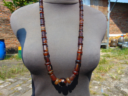 61 gr 55 Beads Combination Necklace Indonesian Sumatra Amber for Healing string 50 cm NC33