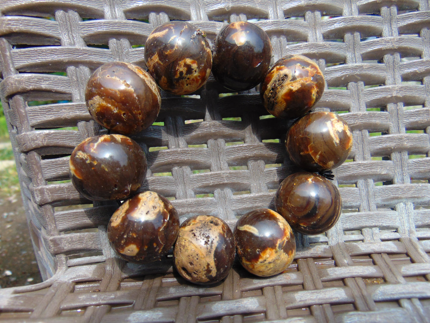 87 gr 10 Beads 25mm Bracelet Aromatic Amber Indonesia for Healing 26BN1