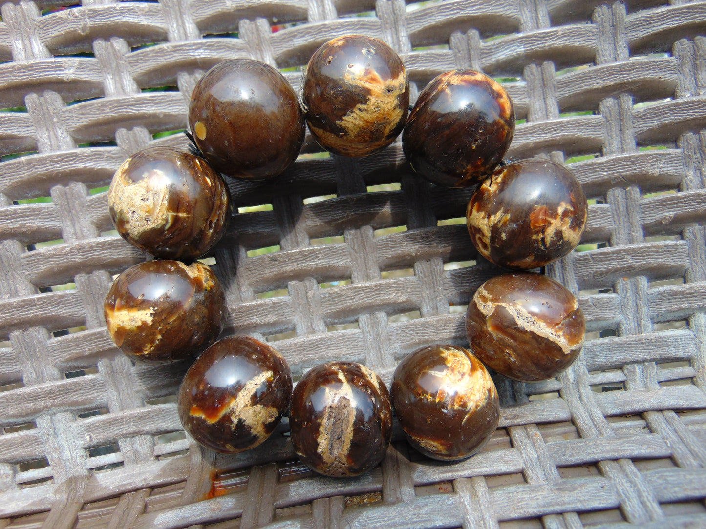 87 gr 10 Beads 25mm Bracelet Aromatic Amber Indonesia for Healing 26BN1