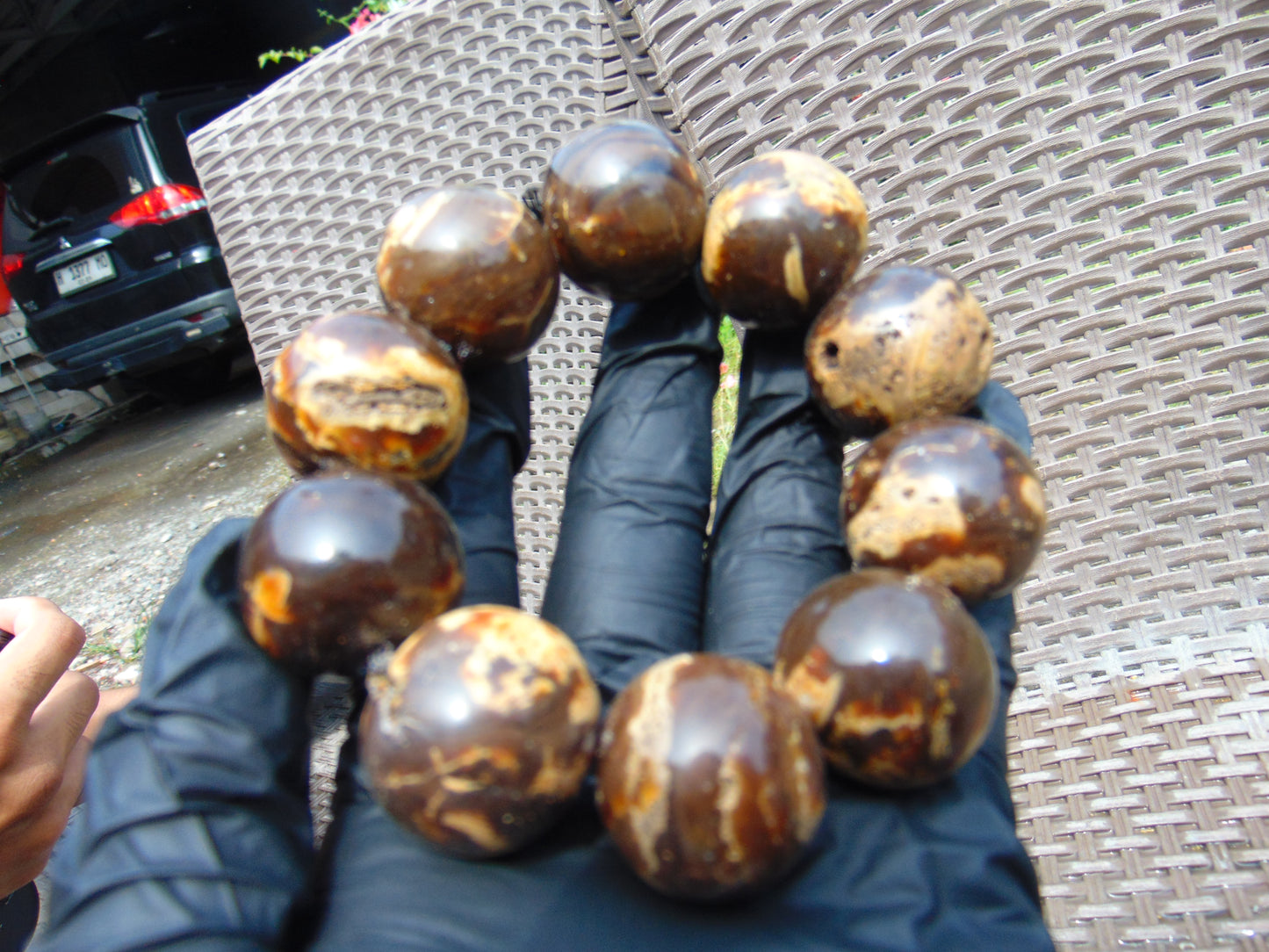 87 gr 10 Beads 25mm Bracelet Aromatic Amber Indonesia for Healing 26BN1