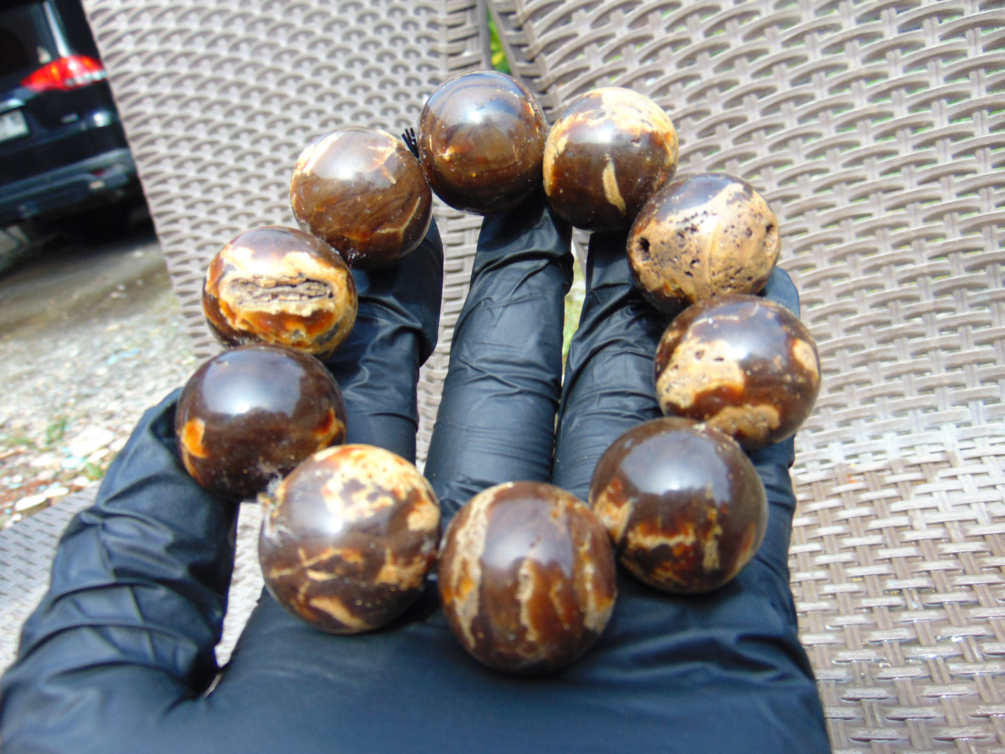 87 gr 10 Beads 25mm Bracelet Aromatic Amber Indonesia for Healing 26BN1