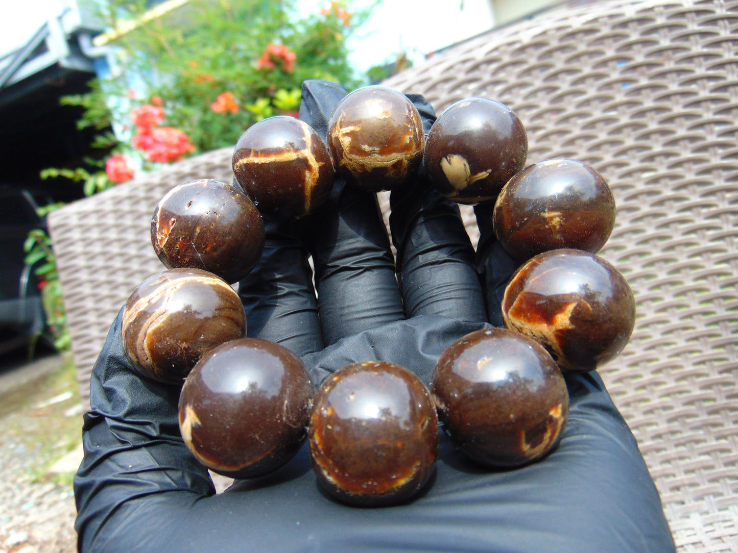90 gr 10 Beads 25mm Bracelet Aromatic Amber Indonesia for Healing 26BN3