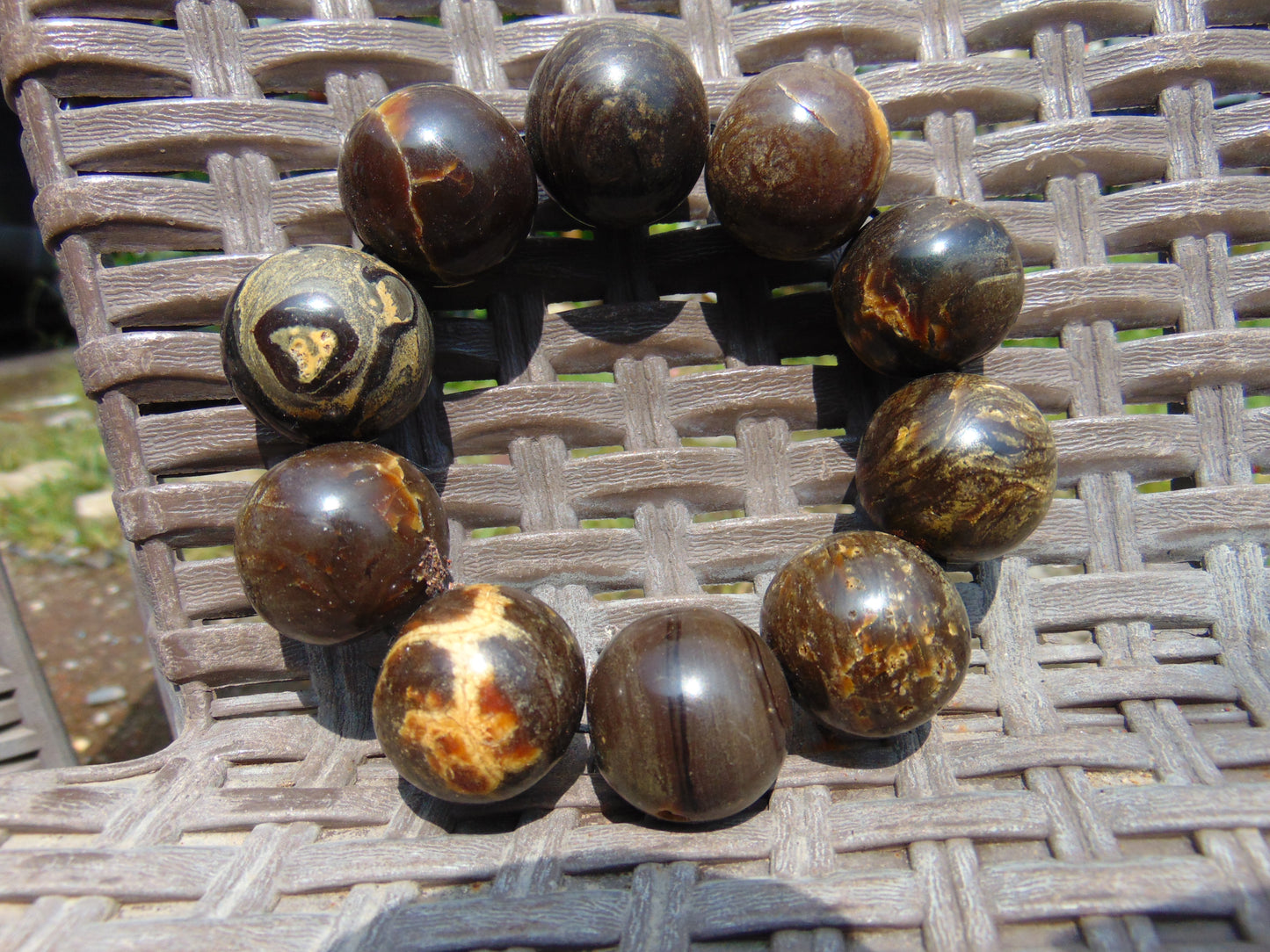 83 gr 10 Beads 25mm Bracelet Aromatic Amber Indonesia for Healing 26BN9