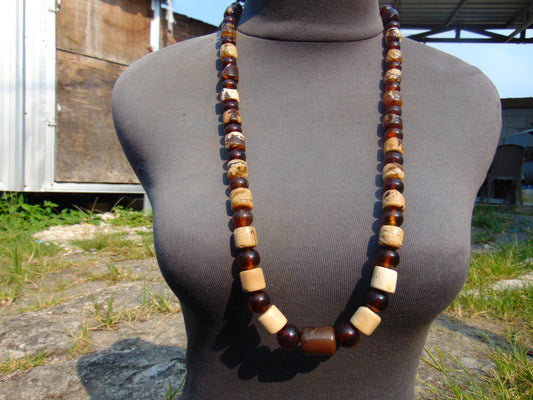 69 gr 53 Beads Combination Necklace Indonesian Sumatra Amber for Healing string 50 cm NC38