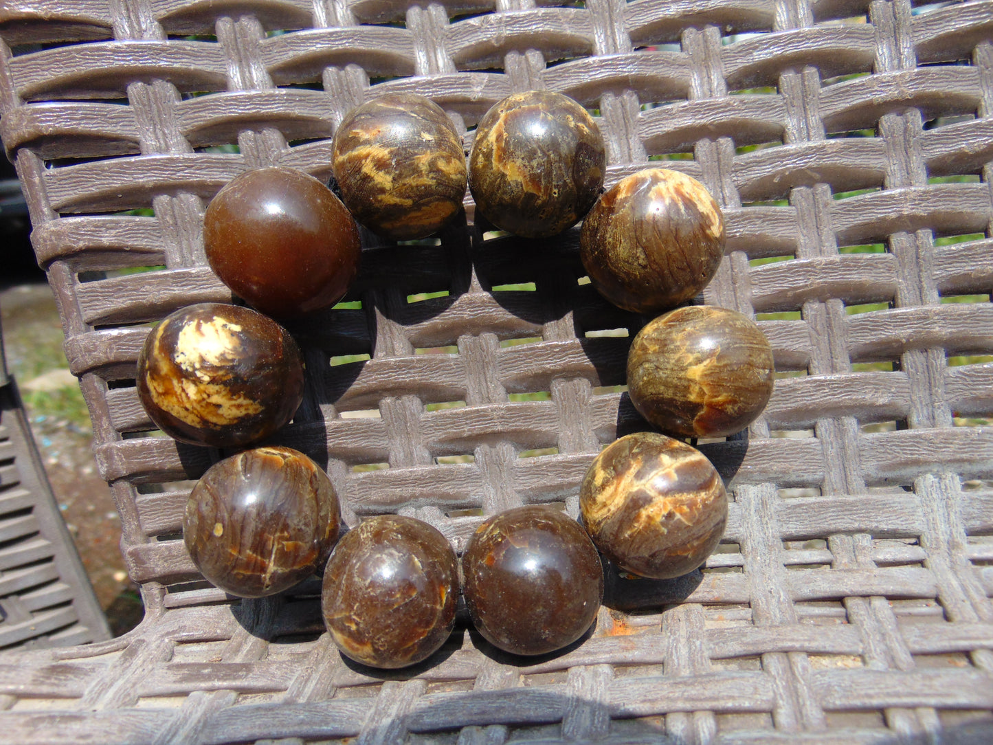 83 gr 10 Beads 25mm Bracelet Aromatic Amber Indonesia for Healing 26BN23