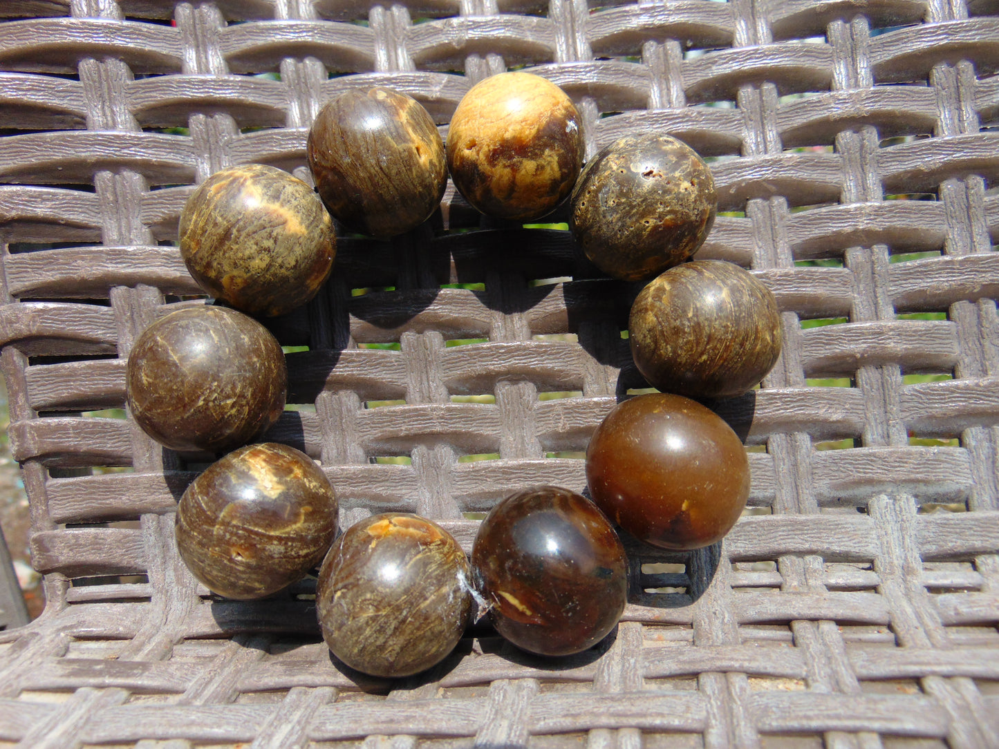 83 gr 10 Beads 25mm Bracelet Aromatic Amber Indonesia for Healing 26BN23